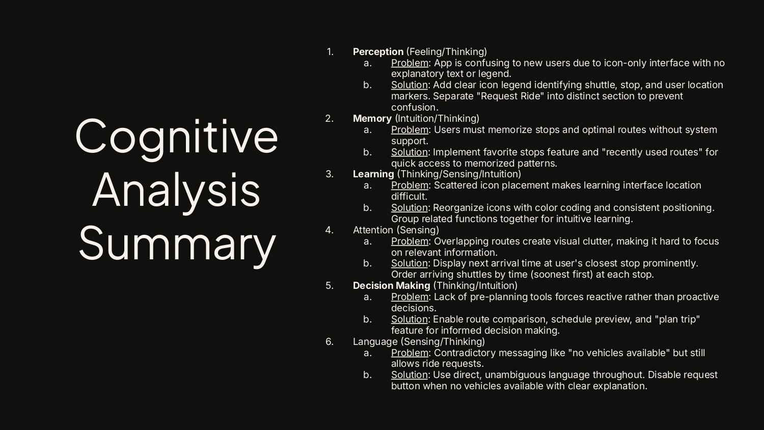 Cognitive Analysis Summary